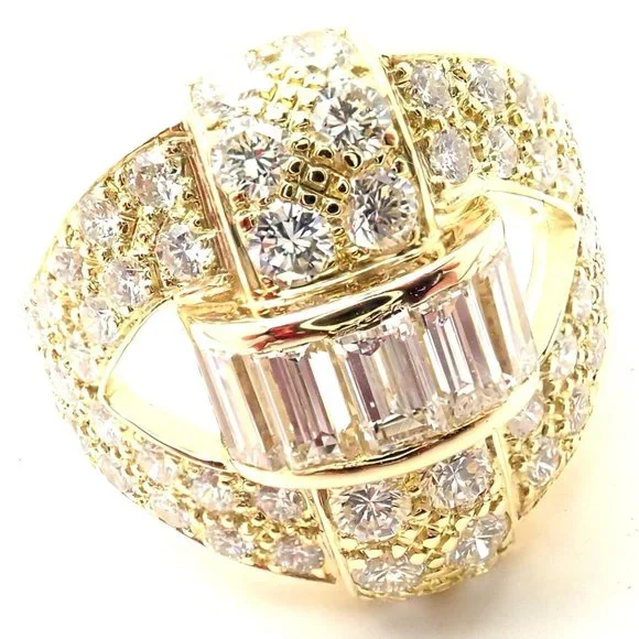 Rare! Authentic Piaget 18k Yellow Gold 3ct Diamond Cocktail Ring - Picture 2 of 9